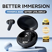 baratos Auscultadores TWS True Wireless-Fones de ouvido sem fio Bluetooth 6.0, TWS com reforço de graves. &amp;Redução de ruído, estojo de carregamento com visor digital LED, microfone HD para chamadas, fones de ouvido intra-auriculares