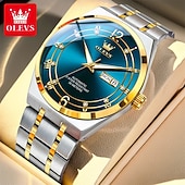 economico Orologi meccanici-Orologio automatico da uomo - lussuoso orologio da polso automatico da lavoro in acciaio inossidabile bicolore oro con datario, impermeabile, luminescente, regalo elegante per marito, papà e figlio