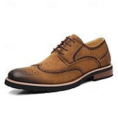 halpa Oxford-kengät-Miesten ruskeat siipikärkilliset brogue-puvunkengät, klassiset nauhalliset business-kengät, muodolliset oxfordit kypsille miehille, toimistovaatteet, häät, juhlat ja smart casual -tapahtumat