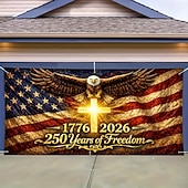 billige 250. jubileum-Dekorasjon til garasjeportdeksel i anledning av 250-årsjubileet i USA, bakgrunn med fotografi av ørnen fra 4. juli, Amerika 1776-2026, USA-banner for uavhengighetsdagen, patriotisk dekor