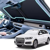 baratos Para-sóis e Viseiras para automóveis-Protetor solar dobrável para para-brisa de carro, refletor prateado contra raios UV, bloqueia o calor e mantém o veículo fresco, tamanho universal para a maioria dos sedãs, SUVs e caminhonetes,