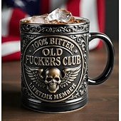  Vanhan f*ckers clubin elinikäinen jäsenmuki, 10oz keraaminen kahvikuppi vintage-luurankodesignilla, rohkea huumorijuoma jokapäiväiseen käyttöön, vanhan runkkarin vitsilahja miehille &Old Fuckers