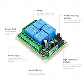 billige Smartbrytere-12V 4-kanals trådløs RF-fjernkontrollbryter, 433mhz-mottaker &amp;4-knapps senderrelémodul for universell garasjeport, port, belysning, smarthjem DIY-prosjekter, høy følsomhet