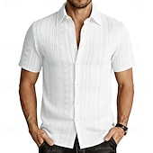 Χαμηλού Κόστους Ανδρικά Smart Casual πουκάμισα-Ανδρικά Πουκάμισο Casual πουκάμισο Πουκάμισο με κουμπιά Πουκάμισο ζακάρ Μαύρο Λευκό Πράσινο Ανοικτό Βαθυγάλαζο Καφέ Κοντομάνικο Σκέτο Κολάρο Πουκαμίσου Causal Καθημερινά Ζακάρ Ρούχα