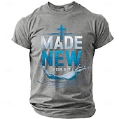  Maglietta Bibbia Maschile Fatto Nuovo 2 Cor 5 17 Versetto Biblico Cristiano Religioso Blu Croce Spruzzo D'acqua Ispirazionale T-shirt Grafica Casual Manica Corta Chiesa Wear Abbigliamento Designer