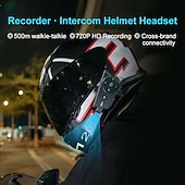 abordables Accessoires pour motos et VTT-Casque de moto Q27 avec système Bluetooth intégré, caméra HD 720p, intercom sans fil et enregistreur vidéo. &amp;Caméra embarquée pour moto avec capture photo, étanchéité IP56 et audio HD