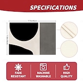 Недорогие Плацент и подставки и тривочки-Черно-белая геометрическая салфетка под тарелку, прямоугольная, из 100% полиэстера, с абстрактным геометрическим узором, можно стирать в машине, термостойкая.