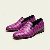 economico Mocassini-Mocassini da uomo viola con stampa coccodrillo, scarpe eleganti slip-on, calzature audaci e di tendenza per uomini alla moda, ideali per matrimoni, feste, banchetti, balli di fine anno e serate fuori.