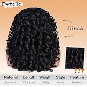 abordables Pelucas sintéticas de moda-Black Curly Wig with Bangs for Black Women Long Curly Afro Wig Big Bouncy Fluffy Synthetic Fiber Glueless Hair for Cosplay and Daily 17 Inch