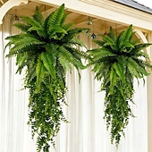 levne Umělé rostliny a zeleň-Bostonská kapradina, závěsná kombinace rostlin, umělé rostliny vyrobené z vysoce kvalitních materiálů odolných vůči UV záření, vhodné pro moderní svatební zahradní dekoraci
