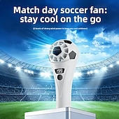 baratos Ventoinhas de mão-Soccer Handheld Fan, Portable Mini Fan with 199 Wind Speeds &amp; LED Digital Display, USB Rechargeable Personal Football Fan for Match Day, Outdoor Sports, Travel, Gifts for Kids &amp; Fans