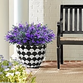 economico Fiore finti-12 bouquet di fiori artificiali viola brillante con protezione UV, piante artificiali realistiche, adatte per decorazioni interne ed esterne, perfette per appendere fioriere e giardini.