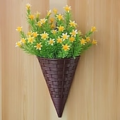 abordables Fleurs artificielles-Lot de 6 paniers à fleurs suspendus décoratifs, style triangulaire, tressés, parfaits pour décorer votre intérieur (Noël, Halloween, etc.). Idée cadeau idéale.