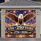 billiga 250:e årsjubileum-Dekorationer för garageporten till amerikansk självständighetsdag, fyrverkerier, amerikansk flagga, patriotisk bakgrund för garageporten, dekorationer för amerikansk flagga, frihetsminnesfest