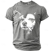 economico Magliette con stampa animale-Maglietta da uomo con chihuahua che fuma una sigaretta, streetwear grintoso, meme divertente, vestibilità regolare, stile thug life, cane cattivo, abbigliamento casual quotidiano firmato, taglie S, M,