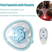 Недорогие Подводное освещение-Перезаряжаемый фонтан для бассейна с подсветкой, плавающий фонтан для надземного бассейна, насос для фонтана с якорем, модернизированный плавающий насос для фонтана в бассейне или пруду.
