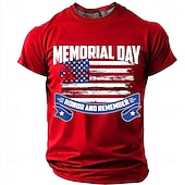  Muistopäivä Miesten Soldier T-paita Lyhythihainen T-paita 3D-tulostus Tiukka pyöreä kaula-aukko Paita Muoti Päivittäin Päivittäin Katu Rubiini Kesä Kevät Vaatetus S M L XL XXL XXXL