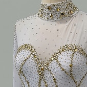 halpa Taitoluistelupuvut-Taitoluistelupuku Naisten Tyttöjen Luistimet Hameet Kulta Tilkkutäkki Avoin selkä Silmukka Erittäin elastinen Kouluts Kilpailu Luisteluasu Klassinen Kristalli / Strassi Pitkähihainen Luistelu