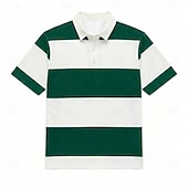 economico Polo da rugby da uomo-Per uomo Strisce orizzontali Polo da rugby Manica Corta Magliette polo Bavero Casual Athleisure Abbigliamento quotidiano Stampa 3D Bottoni Primavera &amp; Estate Blu Rosso 3 Giallo