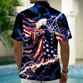 Homens 4 de julho - 250º aniversário dos EUA deusa Bandeira americana Camisa Social camisa de verão camisa de botão Manga Curta Patriótico Ao ar livre Feriado Verão Primavera Aberto para a Lateral