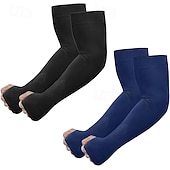 cheap Home Supplies-2 Pairs UV Sun Protection Arm Sleeves with Thumb Hole for Men Women Youth, Cooling Sleeve to Cover Tattoo, Mid-Compression