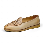 abordables Mocassins en cuir de qualité supérieure-Mocassins à pampilles en cuir véritable beige de qualité supérieure pour homme, chaussures habillées de luxe à enfiler, idéales pour le marié, les invités, les mariages en plein air, les réceptions et les occasions spéciales pour un gentleman élégant.
