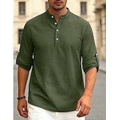 preiswerte Lässiges Henley-T-Shirt-Herren T Shirt Waffel-Henley-Hemd Henley Hemd Langarmshirt Langarm Henley Sommer Frühling Einfach Mode Streetwear Freizeit Knöpfe Lässig Täglich Urlaub Blau Schwarz Weiß Top T-Shirt für Herren