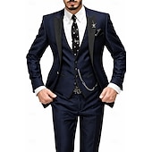  Abito da smoking da uomo bordeaux a 3 pezzi, vestibilità slim – completo per matrimonio, ballo di fine anno, cena di gala, blazer con revers a scialle e pantaloni, disponibile in nero, blu e verde.