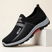 cheap Casual Sneakers-Men's Black Slip-On Sport Sneakers Breathable Mesh Lightweight Comfort Walking Shoes for Adult Men, Daily Commuting, Outdoor Walking, Travel and Casual Weekend Use