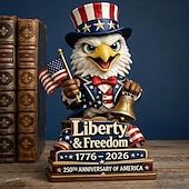 abordables 250 Aniversario de los EE. UU.-Figura de águila patriótica del 250 aniversario, libertad &amp;Estatua de águila de resina con el símbolo de la libertad, decoración conmemorativa del 250 aniversario de EE. UU. para el hogar, la oficina