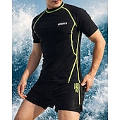 Недорогие Мужская Сёрфинг Одежда-Муж. Стандарт Рашгард из 2 частей Рубашка для серфинга Купальник-шорты Графика Кулиска С компрессионным вкладышем УФ-защита от солнца Быстровысыхающий Дышащий Без рукавов С короткими рукавами