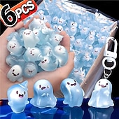 cheap Home Supplies-6 Pcs Glow in The Dark Ghost Keychains,  Cute Kawaii Mini Cartoon Resin Ghost Key Chain Charms for Backpacks, Bags, Halloween Party Favors, Gifts for Kids Adults