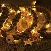 cheap Battery &amp; USB Indoor Lights-Natural Hemp Rope Lights, Natural Brown Rope Super Bright String Fairy lamp, Outdoor String Lights Waterproof Natural Hemp Rope Lights, Suitable for arbors, Columns, Trees, Fences