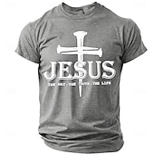  Hombre Jesús Camiseta Manga Corta Camiseta Impresión 3D Cuello Barco Camisa Moda Design Sencillo Casual Diario Fiesta Rojo Verano Primavera Ropa S M L XL XXL XXXL