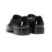 Χαμηλού Κόστους Δερμάτινα Loafers Premium-Ανδρικά μαύρα μοκασίνια από λουστρίνι με κεντημένη μύτη και μεταλλικό στέλεχος, για γάμους, δεξιώσεις, πάρτι, χορούς, νυχτερινά κέντρα και βραδινές εξόδους ανδρών.