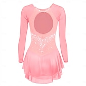 economico Abiti da Pattinaggio Artistico-Vestito da pattinaggio artistico Per donna Da ragazza Pattinaggio sul ghiaccio Vestiti Lilla Nero Bianco Scollatura posteriore Retato Elastene Elevata elasticità Addestramento Competizione Vestiti da