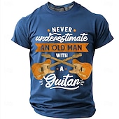  Men's Never Underestimate An Old Man With A Guitar Crossed Guitars Stars Vintage Retro Funny Humor T Shirt Tee Graphic Regular Fit Father's Day Birthday Gift Designer Clothing Apparel S M L XL XXL XXX