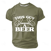  Men's This Guy Needs A Beer Two Thumbs Pointing Funny Humorous Novelty Drinking T Shirt Tee Graphic Regular Fit Casual Party BBQ Gift Designer Clothing Apparel S M L XL XXL XXXL