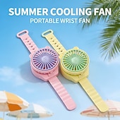 levne Stolní ventilátory-Přenosný náramkový ventilátor pro děti, nositelný osobní ventilátor s hodinkami pro dívky a chlapce, USB dobíjecí mini ventilátor s nastavitelným úhlem, malý hands-free ventilátor do školy, na cesty,