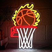 cheap Decorative Lights-Basketball Neon LED Wall Light, USB Powered Adjustable Brightness, Indoor Bedroom, Gaming Room, Game Room, Esports Room, Man Cave, Kids Room, Teen Boys, Basketball Fans, Birthday, Holiday, Party, Home
