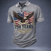 economico Polo Patriottico 250-4 luglio 2026 250° Per uomo Bandiera Americana Polo Manica Corta Magliette polo Camicie con Colletto Casual All'aperto Abbigliamento casual alla moda Athleisure Bottoni Tessuto retato traspirante