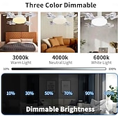 cheap Decoration Bulbs-Ceiling Fan with Light, Remote Control 3 Speeds 3 Colors 2 Timers Quiet Motor E26 E27 Bulbs, with Foldable Blades, for Living Room Bedroom