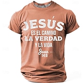  Camiseta Gráfica de Hombre Biblia Jesús Es El Camino La Verdad y La Vida Juan 14 6 Escritura Bíblica Cristiana Religiosa Camiseta Casual Manga Corta Ropa de Iglesia Ropa de Diseñador