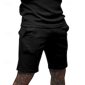 voordelige Sweat short-Voor heren Sweat short Korte broek Zomer korte broeken Casual korte broek Zak Elastische taille Effen kleur Comfort Ademend Knielengte Casual Buiten Vakantie Vakantie Modieus Zwart Wit Micro-elastisch