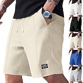 abordables Bermudas estilo casual-Hombre Pantalones cortos de gofres Pantalón corto Pantalones cortos de playa Pantalones cortos casuales Bolsillo Cintura elástica Plano Comodidad Transpirable Longitud de la rodilla Casual Exterior