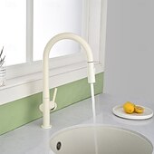 Недорогие Смесители для кухни-Кухонный смеситель с выдвижным распылителем, однорычажный смеситель с высоким изливом для мойки, прочная латунная конструкция, двухфункциональная распылительная головка, простая установка.