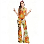 abordables Conjuntos-Retro Antiguo Boho Años 70 Pantalones acampanados Mono Hippie Disco Floral Disfraz Mujer Víspera de Todos los Santos Carnaval Vacaciones Festival de Música Festival Adulto Mono