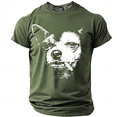 economico Magliette con stampa animale-Maglietta da uomo con chihuahua che fuma una sigaretta, streetwear grintoso, meme divertente, vestibilità regolare, stile thug life, cane cattivo, abbigliamento casual quotidiano firmato, taglie S, M,