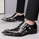 Недорогие Монаховские туфли-Мужские черные туфли-монки с двойной пряжкой, верхом с цветочным тиснением и металлическим мыском, роскошные классические туфли для стильных мужчин, идеально подходят для свадеб, банкетов, вечеринок и эффектных вечерних выходов.