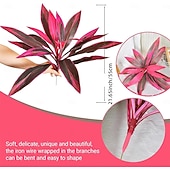 cheap Artificial Flower-6 Pcs Artificial Tropical Plant 17 Leaves Faux Bamboo Dracaena for Indoor &amp; Outdoor Decor, DIY Floral Arrangements, Plant Walls, Garden, Patio &amp; Greenery Accents